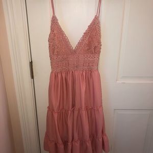 Ecowish V-Neck Spaghetti Strap Bowknot Dress